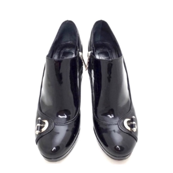 Dior by Christian Dior Ring Details Patent leather Ankle Platform Heel Boot BK - Picture 2 of 9